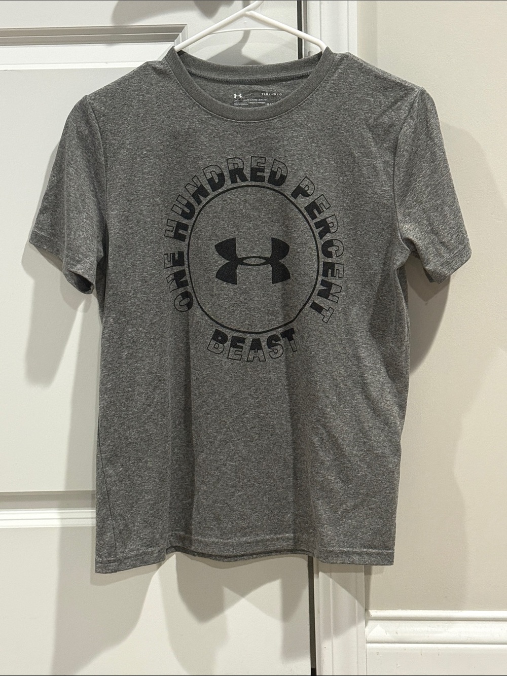 Under Armour Boys Youth Large Gray Short-Sleeve Graphic Performance Tee